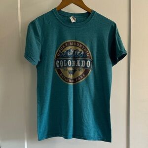 Gildan Teal Rocky Mountain National Park T-Shirt